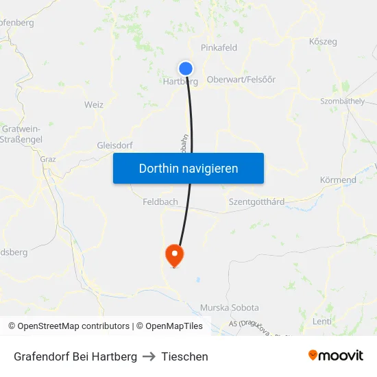 Grafendorf Bei Hartberg to Tieschen map
