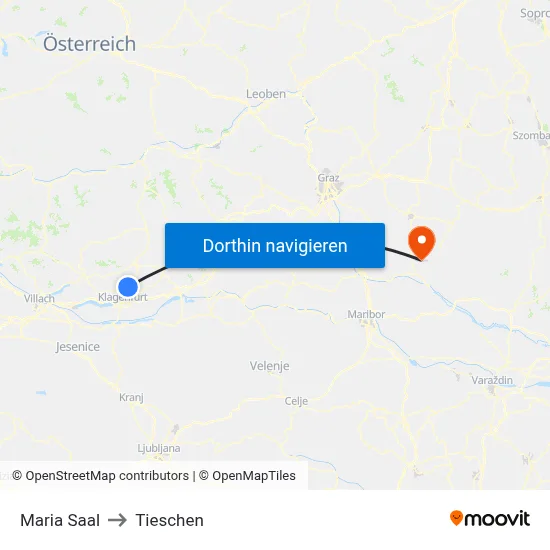Maria Saal to Tieschen map