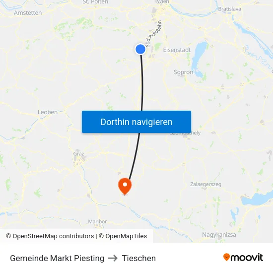 Gemeinde Markt Piesting to Tieschen map