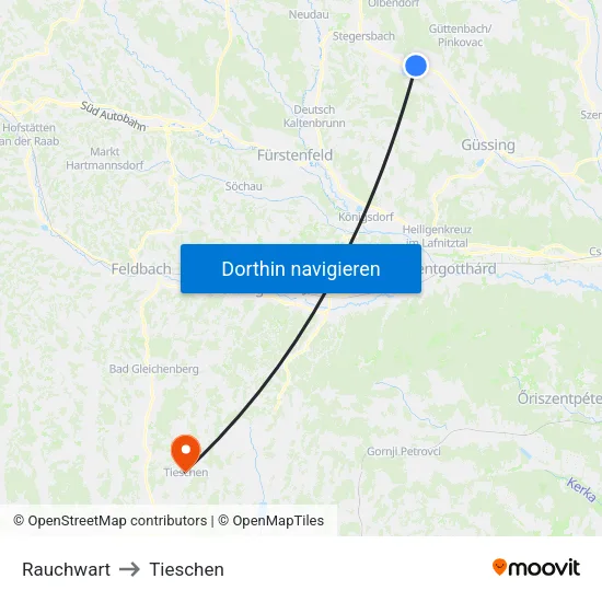 Rauchwart to Tieschen map