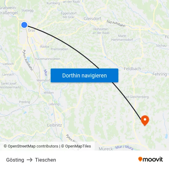 Gösting to Tieschen map