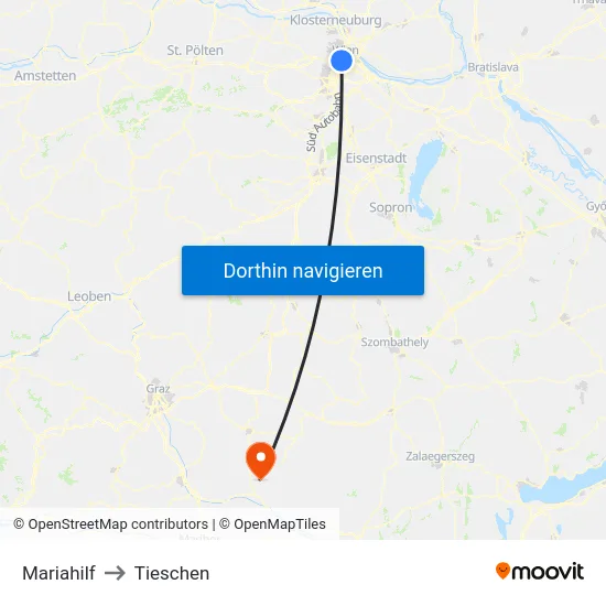 Mariahilf to Tieschen map