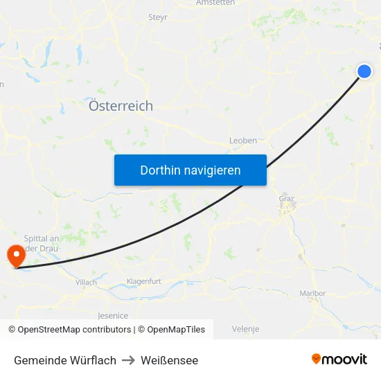 Gemeinde Würflach to Weißensee map