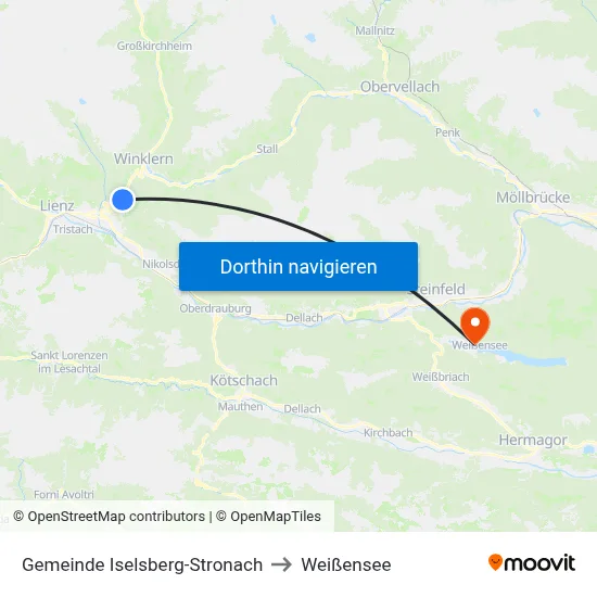 Gemeinde Iselsberg-Stronach to Weißensee map