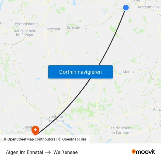 Aigen Im Ennstal to Weißensee map