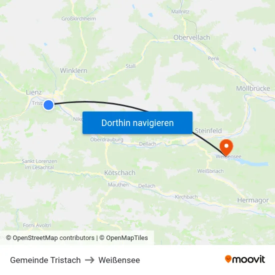 Gemeinde Tristach to Weißensee map