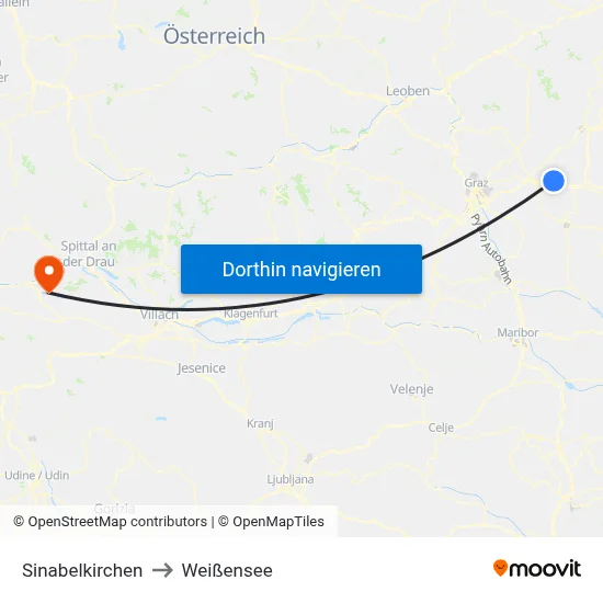 Sinabelkirchen to Weißensee map