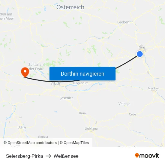 Seiersberg-Pirka to Weißensee map