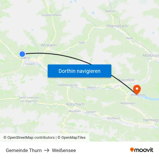Gemeinde Thurn to Weißensee map