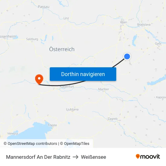 Mannersdorf An Der Rabnitz to Weißensee map
