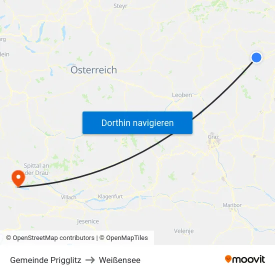 Gemeinde Prigglitz to Weißensee map