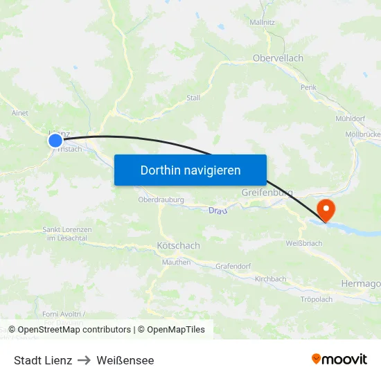 Stadt Lienz to Weißensee map