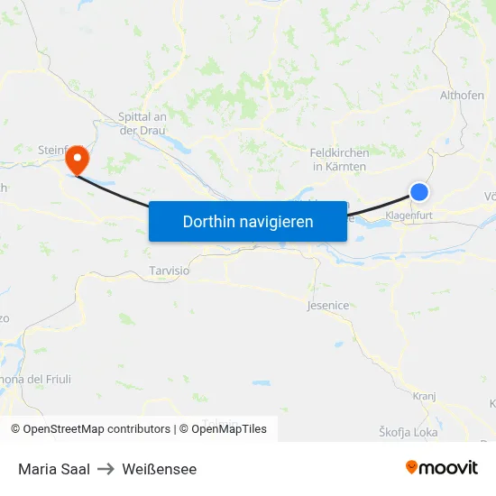 Maria Saal to Weißensee map