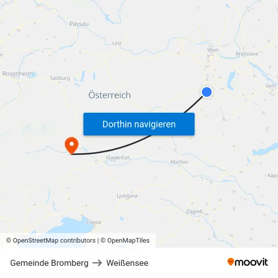 Gemeinde Bromberg to Weißensee map