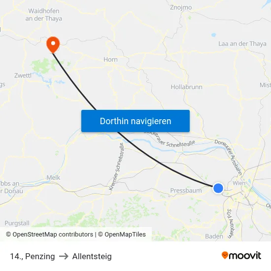 14., Penzing to Allentsteig map