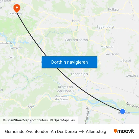 Gemeinde Zwentendorf An Der Donau to Allentsteig map
