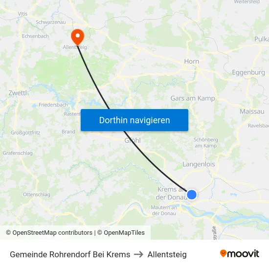 Gemeinde Rohrendorf Bei Krems to Allentsteig map