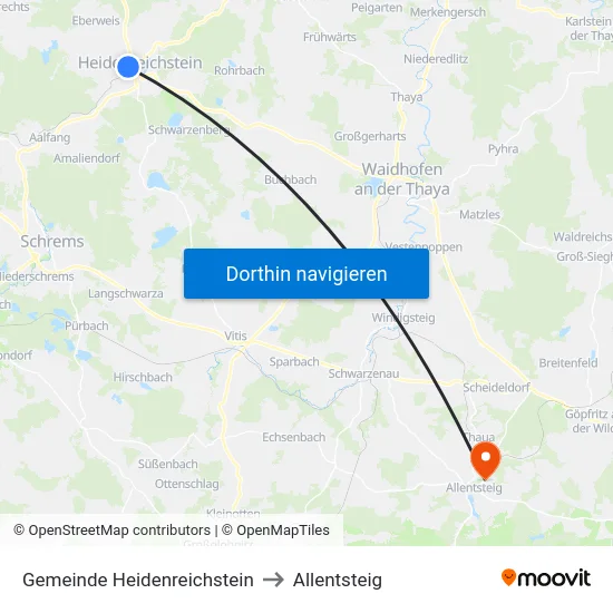 Gemeinde Heidenreichstein to Allentsteig map