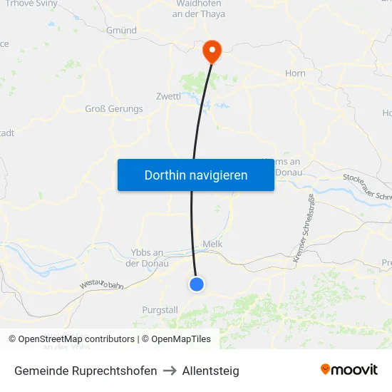 Gemeinde Ruprechtshofen to Allentsteig map