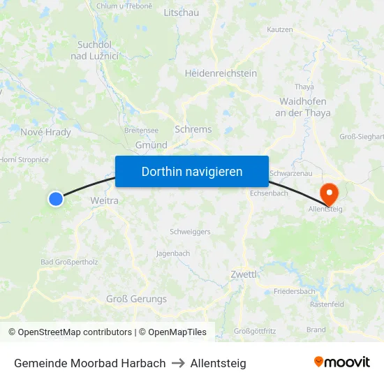 Gemeinde Moorbad Harbach to Allentsteig map