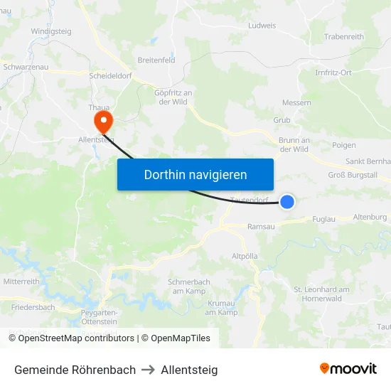 Gemeinde Röhrenbach to Allentsteig map