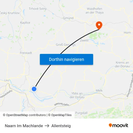 Naarn Im Machlande to Allentsteig map