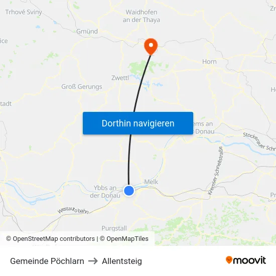 Gemeinde Pöchlarn to Allentsteig map
