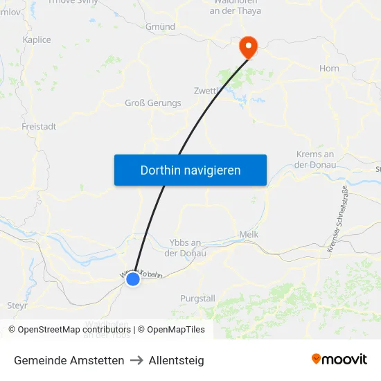 Gemeinde Amstetten to Allentsteig map