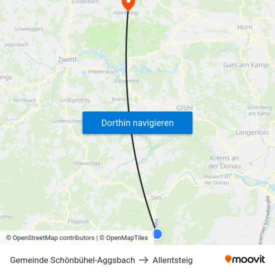Gemeinde Schönbühel-Aggsbach to Allentsteig map