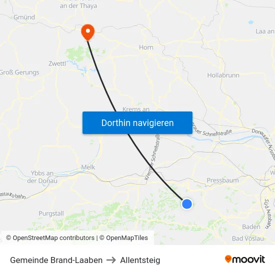 Gemeinde Brand-Laaben to Allentsteig map