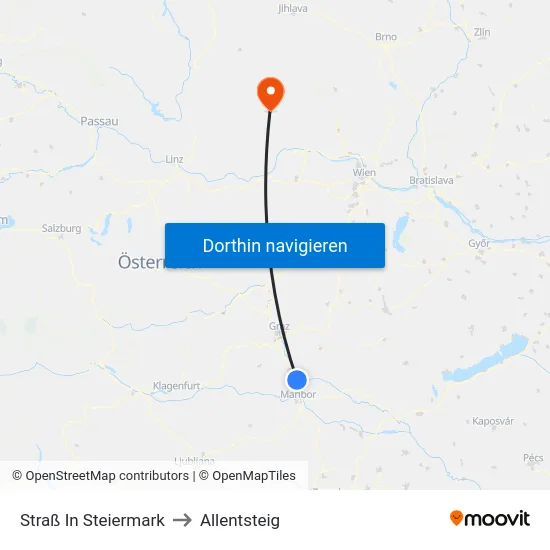 Straß In Steiermark to Allentsteig map