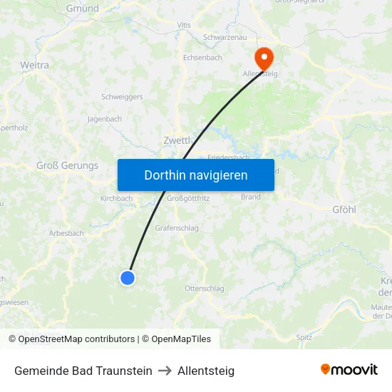 Gemeinde Bad Traunstein to Allentsteig map