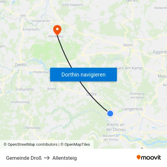 Gemeinde Droß to Allentsteig map