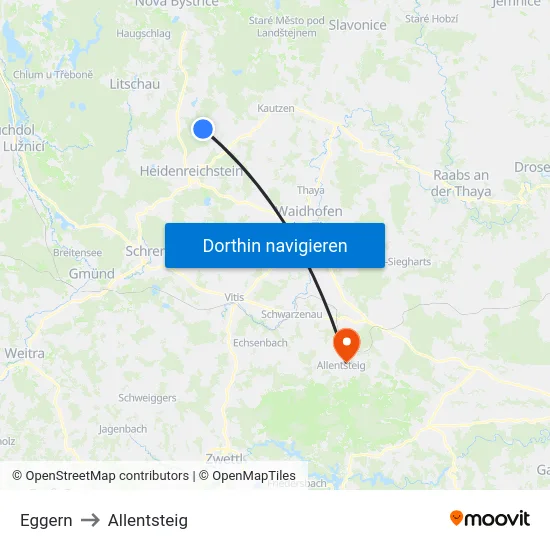 Eggern to Allentsteig map