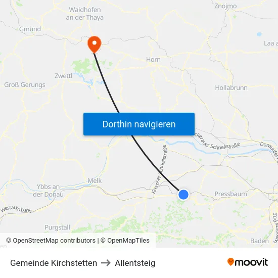 Gemeinde Kirchstetten to Allentsteig map