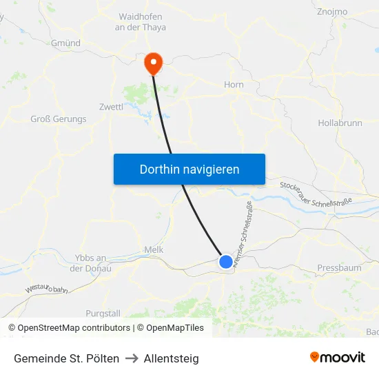 Gemeinde St. Pölten to Allentsteig map