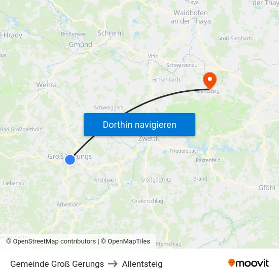 Gemeinde Groß Gerungs to Allentsteig map