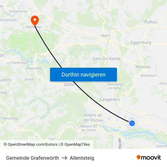Gemeinde Grafenwörth to Allentsteig map