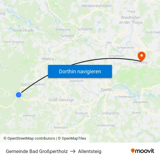 Gemeinde Bad Großpertholz to Allentsteig map