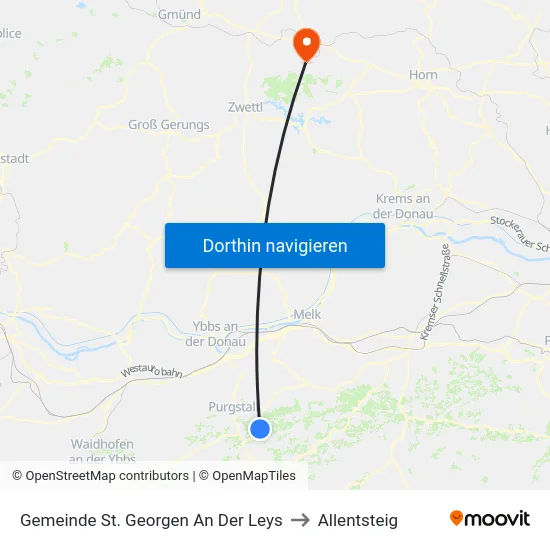 Gemeinde St. Georgen An Der Leys to Allentsteig map