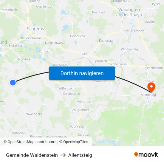 Gemeinde Waldenstein to Allentsteig map