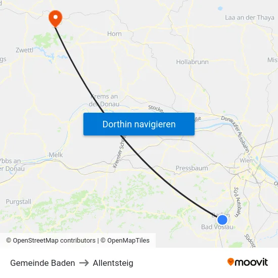 Gemeinde Baden to Allentsteig map