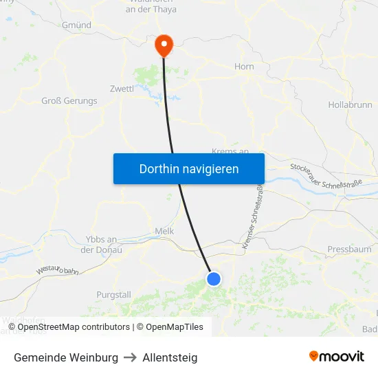 Gemeinde Weinburg to Allentsteig map