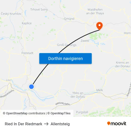 Ried In Der Riedmark to Allentsteig map