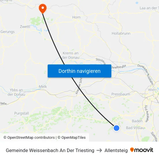 Gemeinde Weissenbach An Der Triesting to Allentsteig map