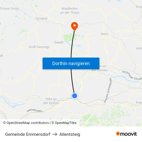 Gemeinde Emmersdorf to Allentsteig map