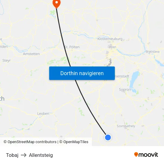 Tobaj to Allentsteig map