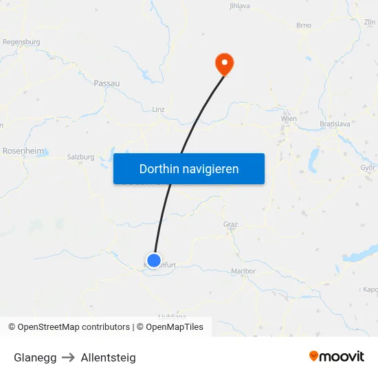 Glanegg to Allentsteig map