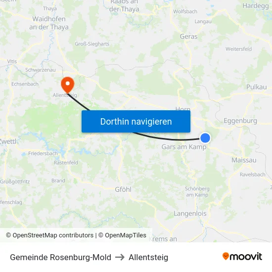 Gemeinde Rosenburg-Mold to Allentsteig map
