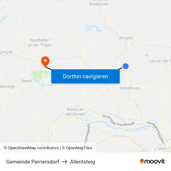 Gemeinde Pernersdorf to Allentsteig map